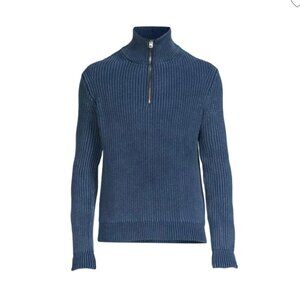 Alex Mill indigo dyed mock neck quarter zip